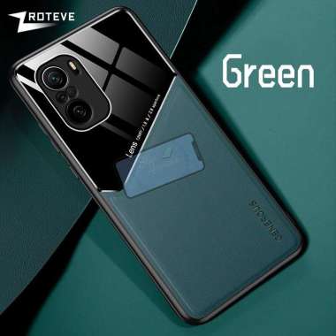 Xiaomi Poco F3 Case Leather Plexiglass Original Hard Case Magnetic Poco F3 Case Hijau