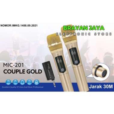MICROPHONE WIRELESS G-POWER MIC-201 COUPLE GOLD (2 MIC TANPA KABEL) BATERAI BISA DI CHARGE