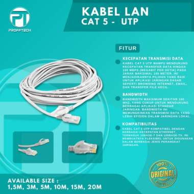 Kabel Lan Cat 5 E (Utp/Indoor) Pabrikan Original Profftech 1,5 Meter