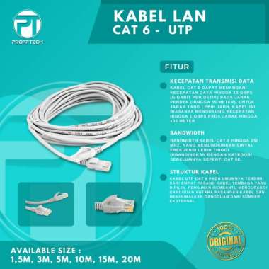 Kabel Lan Cat 6 Utp Original Profftech. 1.5 Meter