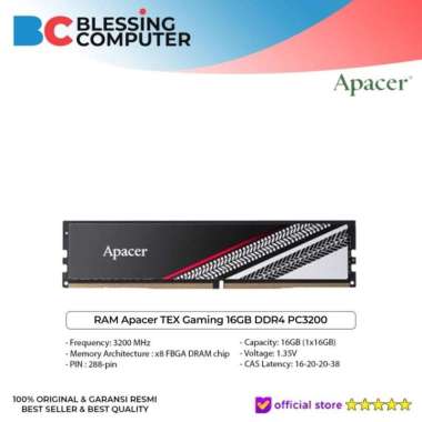 RAM Apacer TEX Gaming 16GB DDR4 PC3200 CL16-AH4U16G32C28YTBAA-1