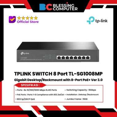 TPLINK SWITCH 8 Port TL-SG1008MP Gigabit Desktop/Rackmount 8-Port PoE+