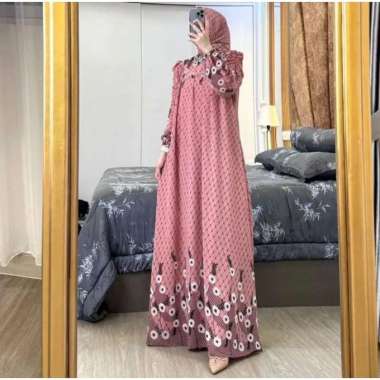 GAMIS SET JILBAB BRANDED GAMIS CERUTY PREMIUM FULL FURING GAMIS LEBARAN Ld110cm (Standard) A