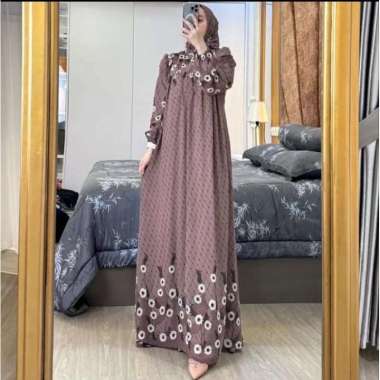 GAMIS SET JILBAB BRANDED GAMIS CERUTY PREMIUM FULL FURING GAMIS LEBARAN Ld110cm (Standard) D