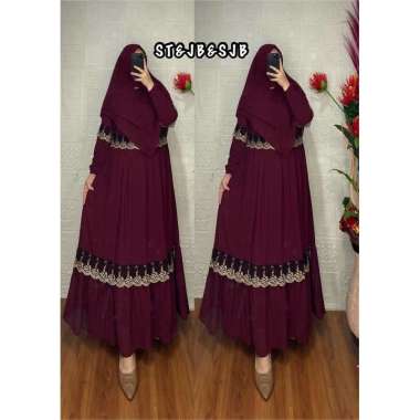 GAMIS SYARI CERUTY RENDA HITAM GAMIS SERAGAMAN GAMIS MARAWIS PENGAJIAN DAN PESTA Ld125cm (Jumbo) Mer