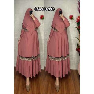 GAMIS SYARI CERUTY RENDA HITAM GAMIS SERAGAMAN GAMIS MARAWIS PENGAJIAN DAN PESTA Ld105cm (Standard) 