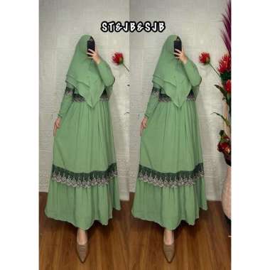 GAMIS SYARI CERUTY RENDA HITAM GAMIS SERAGAMAN GAMIS MARAWIS PENGAJIAN DAN PESTA Ld125cm (Jumbo) Hij