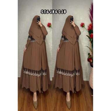 GAMIS SYARI CERUTY RENDA HITAM GAMIS SERAGAMAN GAMIS MARAWIS PENGAJIAN DAN PESTA Ld125cm (Jumbo) Cok