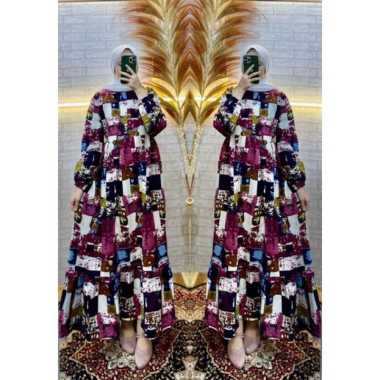 GAMIS BAHAN KATUN RAMI LD 105 CM GAMIS CANTIK Ld105cm (standard) F