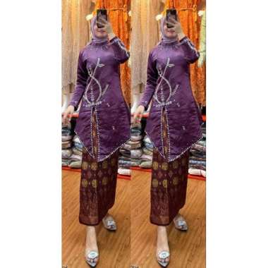 SETELAN SET ROK SONGKET PREMIUM ONESET MEWAH SATIN CRYSTAL MIX ROK BAHAN SONGKET GAMIS PESTA KONDANG