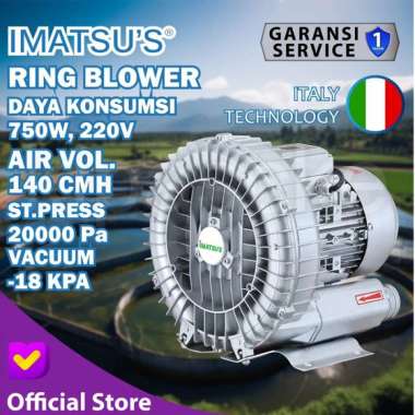 IMATSU'S Ring Blower RB-750/1-NB-JX Aerator Tekanan Tinggi IPAL Limbah