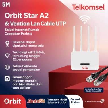 Telkomsel Orbit Star A2 Bundling Cabletime Lan Cable Cat 6 UTP A1 + 10M