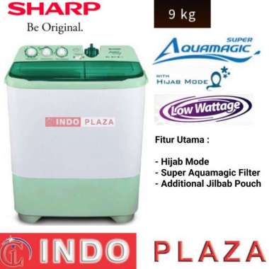 MESIN CUCI 2 Tabung SHARP ES-T1070SJ 9 Kg / 9Kg HIJAB MODE + LOW WATT
