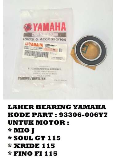 LAHER BEARING CVT MIO J, SOUL GT 115, XRIDE 115, FINO FI 115 YAMAHA 93306-006Y7