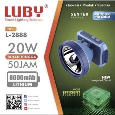 Senter Kepala Luby L2888/2888k 20 Watt Putih Super Terang Senter Walet