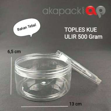 Toples Plastik 500 gram Bahan Tebal / Toples Kue tutup Ulir / Toples IPC