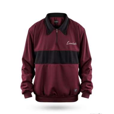 Sweater Crewneck Polos Pria Wanita Sweater Vintage Unisex Kombinasi MAROON BLACK XXL