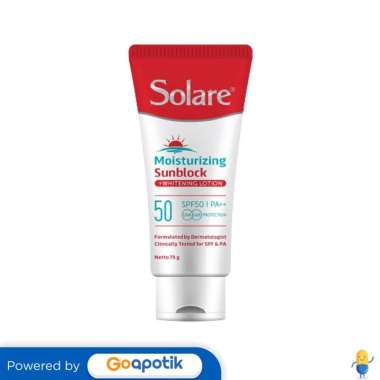 SOLARE SPF 50 MOISTURIZING SUNBLOCK + WHITENING LOTION TUBE 75 GRAM