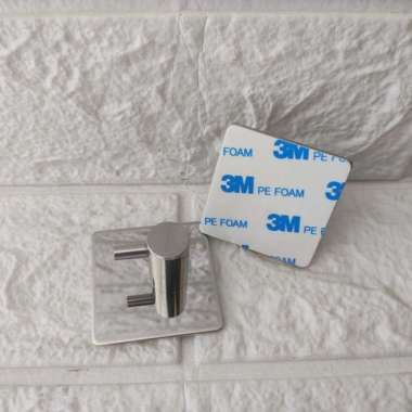 Gantungan Baju Stainless Steel Tempel 3M Hook Hanger Bright(Persegi)