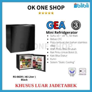 GEA Kulkas Portable RS-06DR (Black) [Luar Kota] Packing Kayu