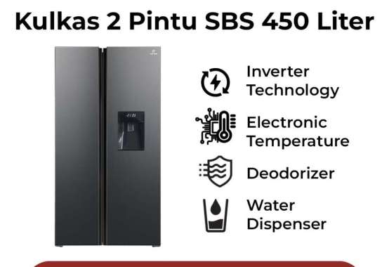 Kulkas POLYTRON New Belleza Inverter 2 pintu Side-by-side PRS 480X (khusus pekanbaru)