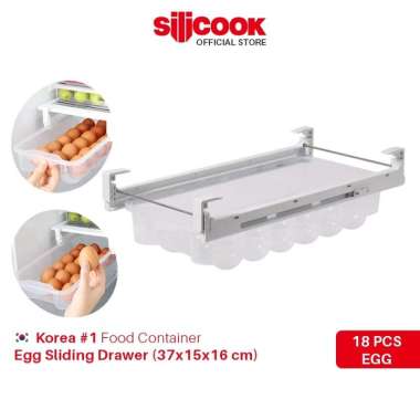 Silicook Egg Sliding Drawer (37*15*16 cm) - Tempat Telur 18 Pcs Egg Organizer