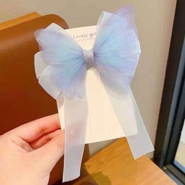 FG Jepit Pita Rambut Anak Perempuan Motif Pita Kupu Panjang Gaya Korea Import A29 A30 HY-A29 - Biru