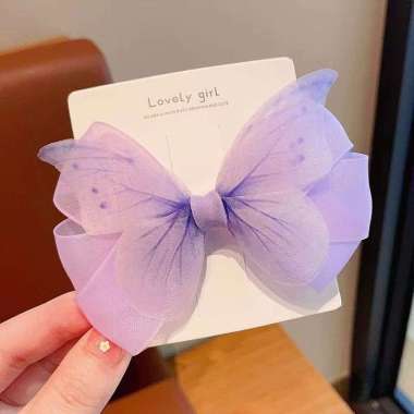 FG Jepit Pita Rambut Anak Perempuan Motif Pita Kupu Panjang Gaya Korea Import A29 A30 HY-A30 - Ungu