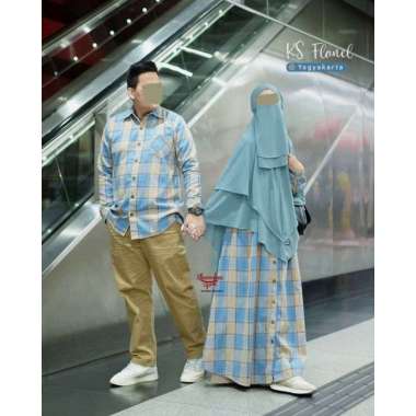 Gamis Flanel | Khumaira Syari | Gamis Only | Flanel Kotak import XL Yogyakarta Kemeja