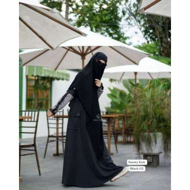 Snowy knit by khizaanah Sunnah | set FK Calla | set FK basic | abaya knit XXL Black 2 set FK calla