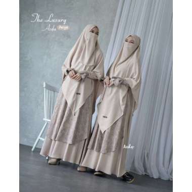 The Luxury Azda | Gamis set Fk & Bergo | Gamis Set Syari XXL Rose wood bergo