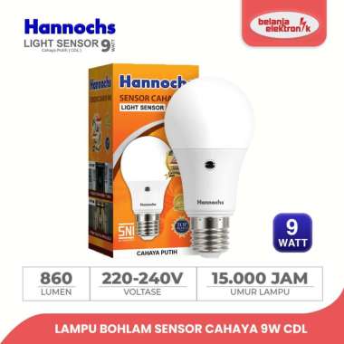 HANNOCHS LAMPU BOHLAM LIGHT SENSOR 9W CDL CAHAYA PUTIH