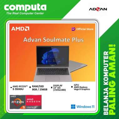 Advan SOULMATE PLUS RYZEN 5 R5-3500U / 8G / SSD 256 GB/ 14' HD / WIN 11 / GREY / FREE Office