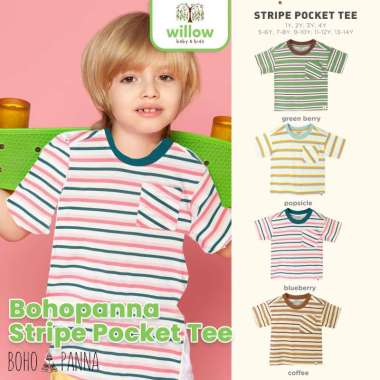 Kaos Anak - Bohopanna Stripe Pocket Tee 5-6Y Coffee