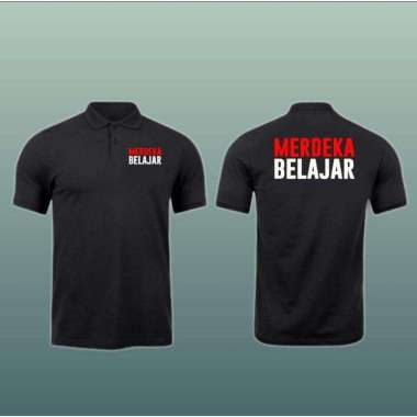 Kaos Polo Shirt Baju Kerah MERDEKA BELAJAR MENGAJAR KURIKULUM Sekolah L Hitam