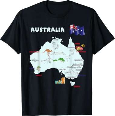 Kaos Tshirt Baju Murah Distro PETA MAP AUSTRALIA Aussie Ausie SYDNEY sablon bordir SOUVENIR oleh SUV