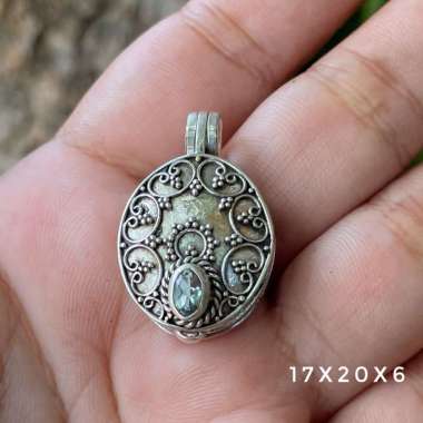 Liontin Pendant Perak Silver Bali 925 Foto Parfum Box Buka Tutup Blandong Oval Jawan Bayi Pria wanit