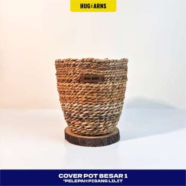 HUGeARNS - Cover Pot Besar 1 Pelepah Pisang Lilit Anyaman / Cover Pot Anyaman / Cover Pot Anyaman Po
