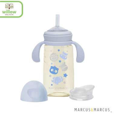 Tempat Minum Bayi - Marcus & Marcus PPSU Transition Trainer Bottle+Rim Spout 300Ml Pastel Blue