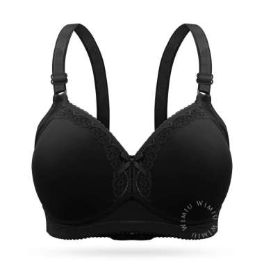 WIMIU Bra BH Wanita Jumbo Bra Wanita Cup C D E Jumbo BH Tanpa Kawat Bra Beha Besar 100120 Black 48