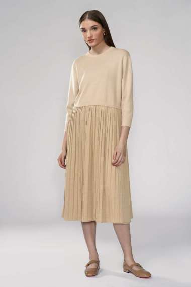 Benang Jarum - Given Pleated Dress - Mocca S