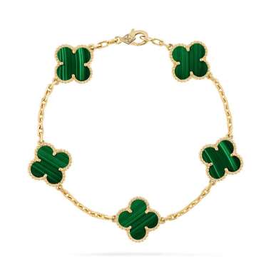 Van Cleef & Arpels Vintage Alhambra 5 Motifs Bracelet Malachite Green
