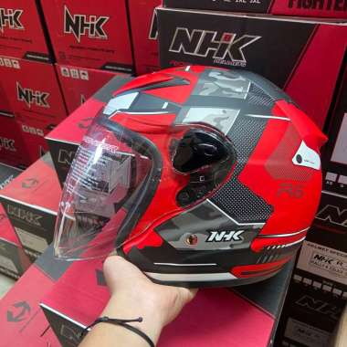 HELM NHK HALF FACE HELM NHK R6 ANEKA MOTIF ELLIES RED SILVER DOFF M