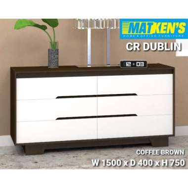 Credenza SideBoard Dublin Laci 6 Drawer TV cabinet Putih