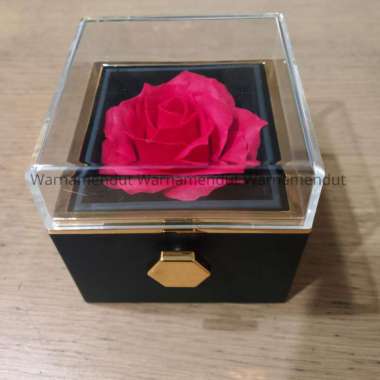 Kotak Perhiasan Cincin Kalung Bunga Abadi Mawar Kado Unik Hidden Promise Jewelry WMO BC1 hitam