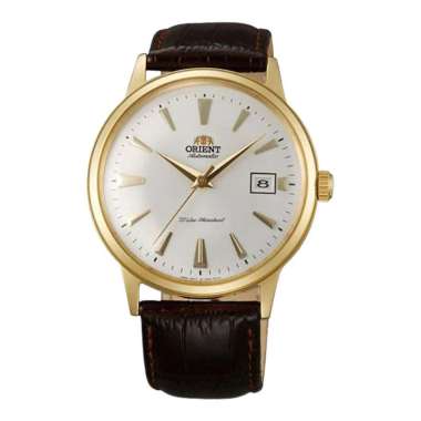 Jam Tangan Pria Orient Bambino TAC00003W Automatic White Dial Brown Leather Strap Multicolor