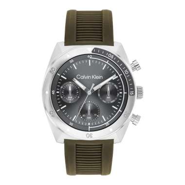 Jam Tangan Pria Calvin Klein Flex 25200469 Men Chronograph Dial Green Silicone Strap Multicolor