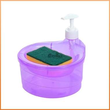 Tempat Sabun Cair Cuci Piring Bentuk Bulat Soap Pump Dispenser 2in1 1000ml + Sponge Wadah Sabun Vira