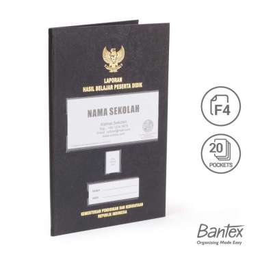 Bantex Map Raport Folio 20 Pocket Hotprint / Raport Anak Sekolah SD SMP SMA #1022 Black
