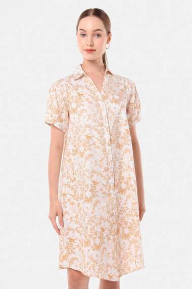 MINIMAL - Litzia - Dress Motif Bunga - Mustard S Mustard